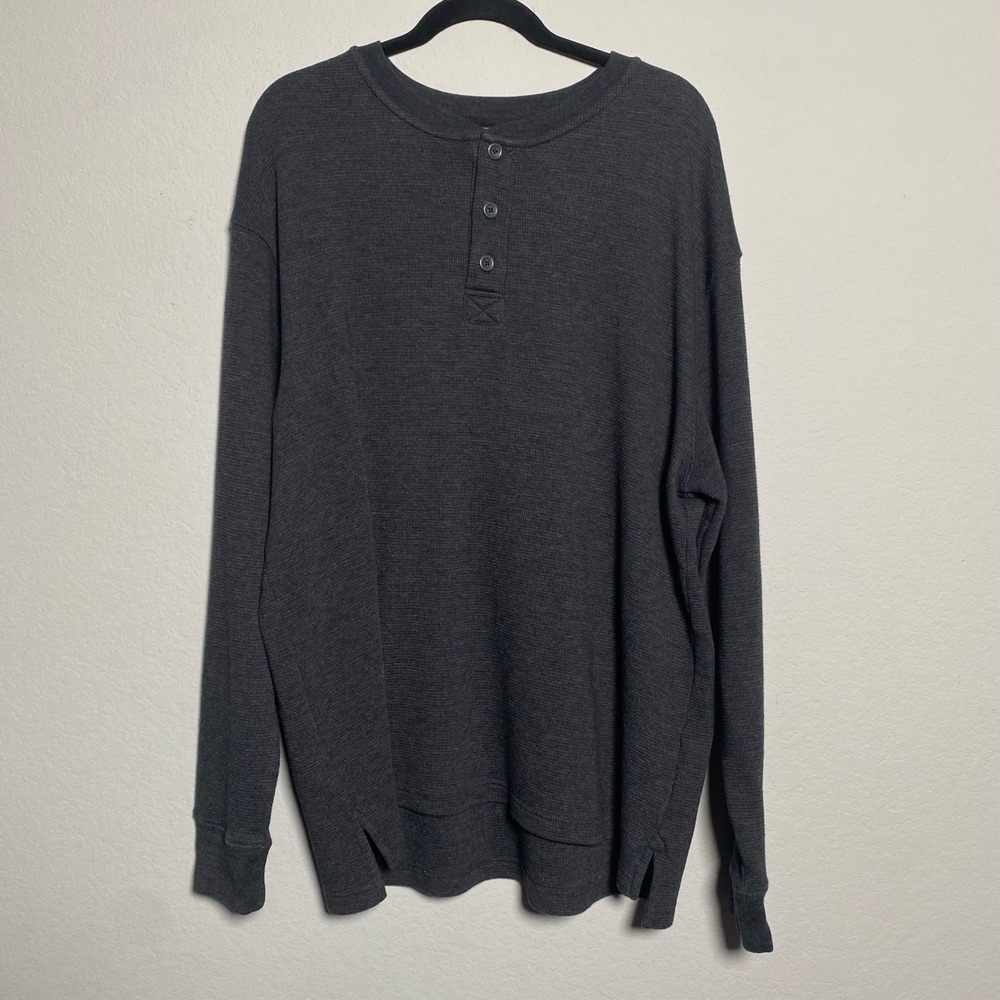 RedHead Gray Thermal Long‎ Sleeve Mens XL Henley Waffle Knit Cabin Laidback Norm